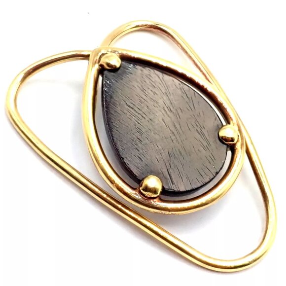 Vintage! Authentic Van Cleef & Arpels 18k Yellow Gold LetterWood Money Clip - Picture 8 of 10